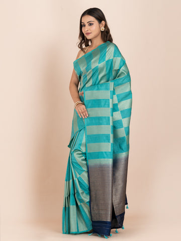 KAVVYA Soft & Lightweight blue color benarasi handloom weaving silk saree