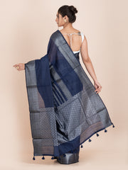 KAVVYA Soft & Lightweight navy blue color benarasi weaving silk saree