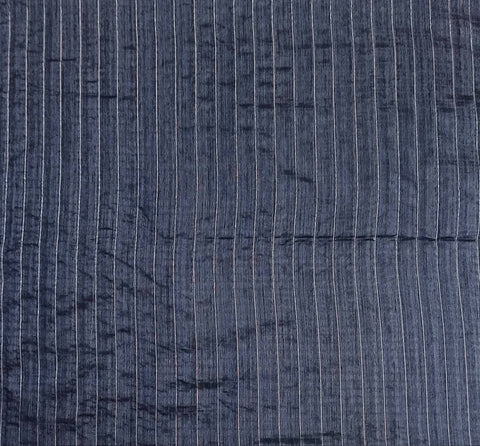 KAVVYA SOFT & LIGHT WEIGHT NAVY BLUE HANDLOOM TUSSAR SAREE WITH SMALL GOLDEN N SILVER ZARI LEAF MOTIFS ALLOVER THE SAREE COMES WITH HEAVY PALLU AND SAME COLOUR BLOUSE