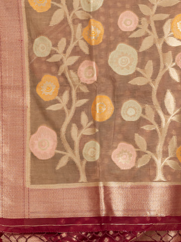 KAVVYA BROWN SOFT & LIGHT WEIGHT SILK SAREE