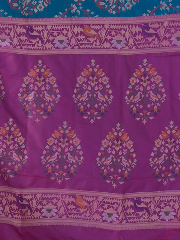 KAVVYA SOFT & LIGHT WEIGHT TWO TONE BLUE IKAT SILK SAREE