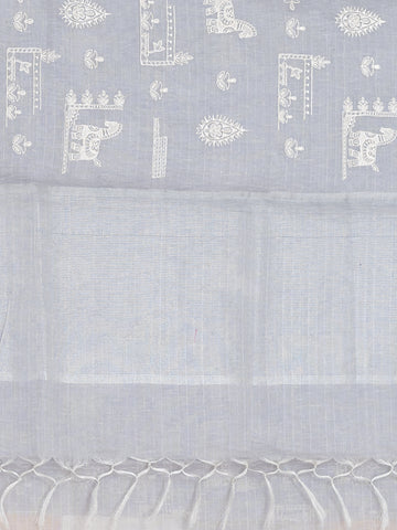 KAVVYA SOFT & LIGHT WEIGHT GREY ORGANZA TISSUE SAREE