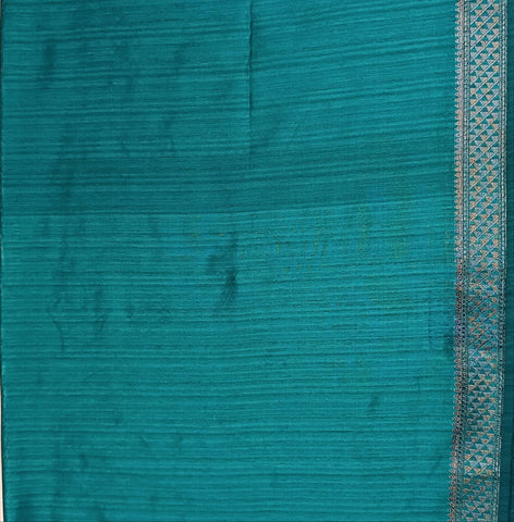 KAVVYA SOFT & LIGHT WEIGHT BLUE HANDLOOM WEAVED TUSSAR SAREE WITH GREY ZARI STRIPES ALLOVER THE SAREE COMES WITH SAME COLOUR BLOUSE