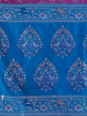 KAVVYA SOFT & LIGHT WEIGHT TWO TONE PURPLE IKAT SILK SAREE