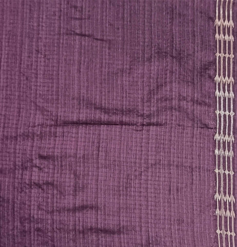 KAVVYA SOFT & LIGHT WEIGHT WINE HANDLOOM WEAVED TUSSAR SAREE WITH BEAUTIFUL MOTIF ALLOVER THE SAREE IN SILVER AND GOLDEN ZARI COMES WITH SAME COLOUR BLOUSE