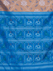 KAVVYA SOFT & LIGHT WEIGHT CAMEL BROWN IKAT WEAVING SAREE