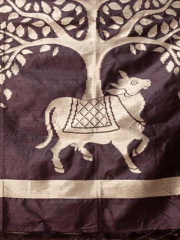 KAVVYA brown handloom silk saree