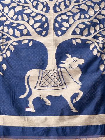Kavvya  navy blue handloom silk saree