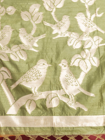 KAVVYA  GREEN HANDLOOM SILK SAREE