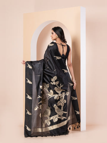KAVVYA BLACK   HANDLOOM SILK SAREE