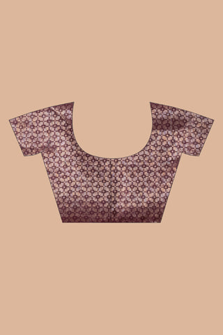 KAVVYA SOFT & LIGHT WEIGHT WINEHANDLOOM WEAVING LINEN SAREE WITH SILK ZARI WEAVING TEMPLE DESIGN ALL OVER THE SAREE WITH SAME COLOUR BLOUSE