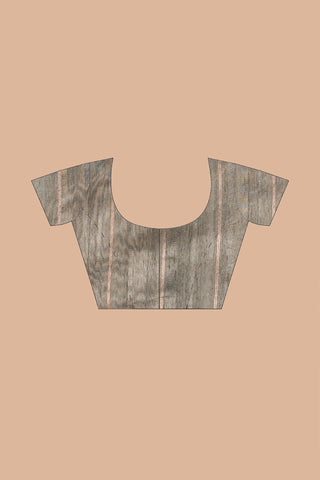 KAVVYA SOFT & LIGHT WEIGHT DARK GREEN HANDLOON WEAVING TUSSAR SAREE WITH BEAUTIFUL BIG FLORAL MOTIFS IN SILVER ZARI WITH CONTRAST PALLU AND BLOUSE