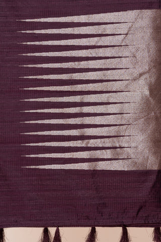 KAVVYA SOFT & LIGHT WEIGHT WINE HANDLOOM  ROSE GOLD ZARI WEAVING SAREE IN TUSSAR FABRIC WITH BIG TEMPLE  MOTIFS ALLOVER THE SAREE