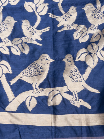 KAVVYA NAVY BLUE HANDLOOM SILK SAREE