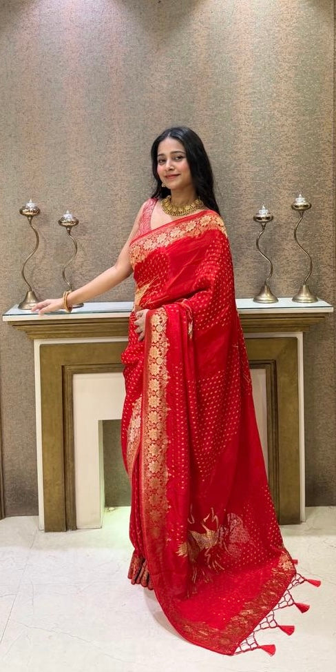 Premium red silk saree
