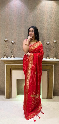 Premium red silk saree