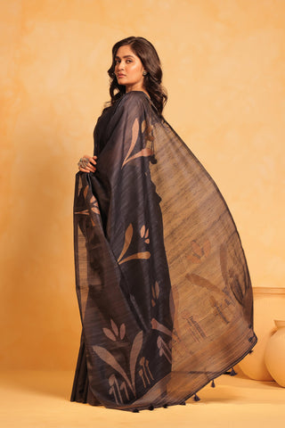 KAVVYA soft & lightweight navy blue color benarasi handloom saree - KAVVYA 