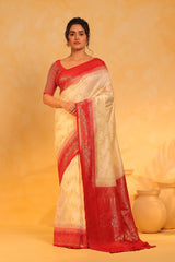 KAVVYA soft and lightweight offwhite color weaving silk saree - KAVVYA 