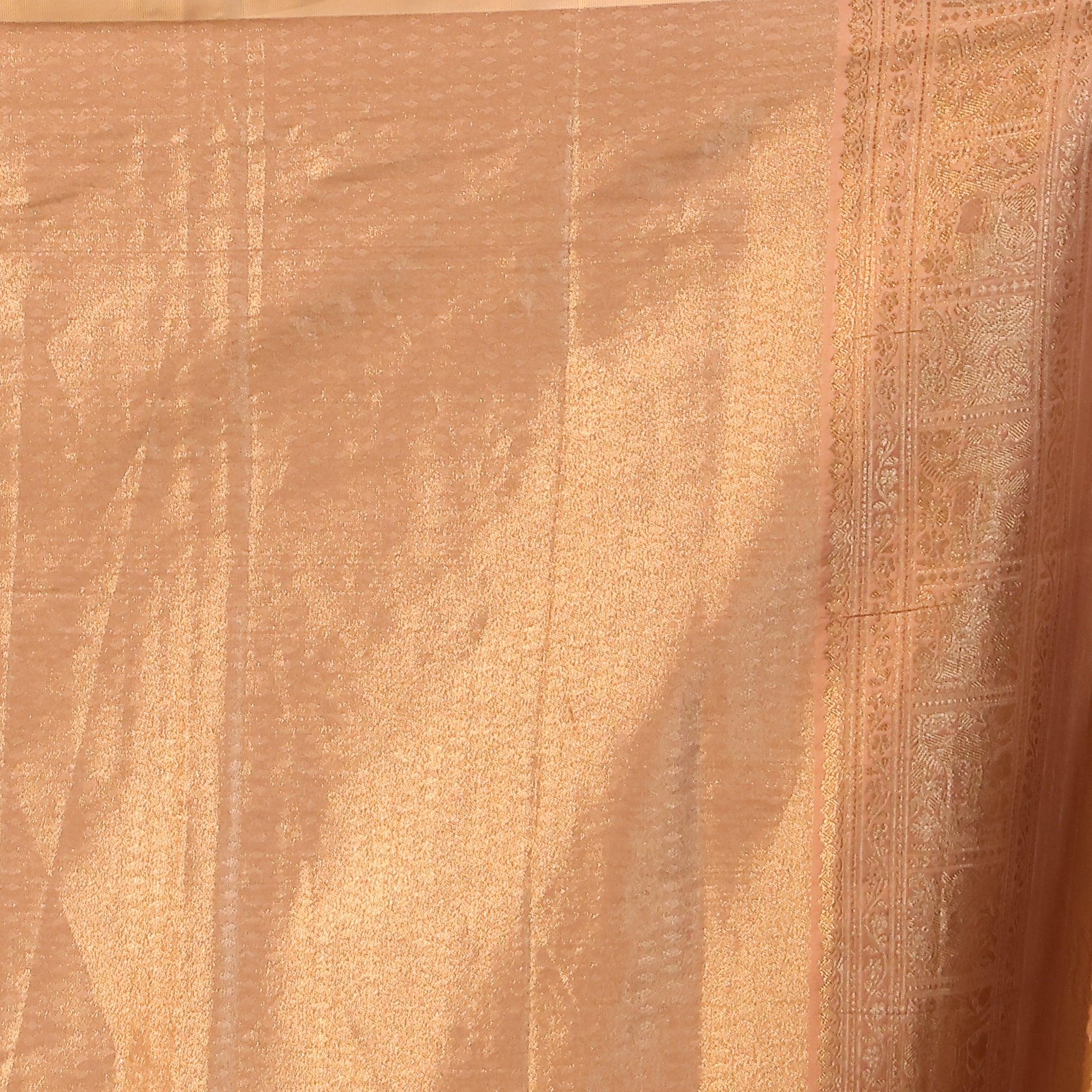 KAVVYA soft and lightweight peach color weaving silk saree - KAVVYA 