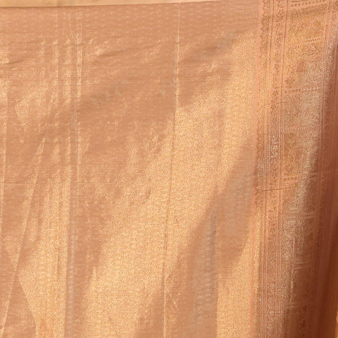 KAVVYA soft and lightweight peach color weaving silk saree - KAVVYA 