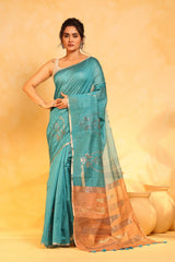 KAVVYA soft & lightweight blue color benarasi handloom saree - KAVVYA 