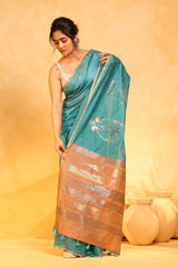 KAVVYA soft & lightweight blue color benarasi handloom saree - KAVVYA 