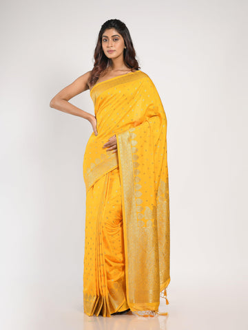 Kavvya Yellow Soft & Lightweight Creamy Silk Weaving Saree - KAVVYA 