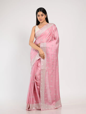 Kavvya Pink Soft & Lightweight Tussar Silk Saree - KAVVYA 