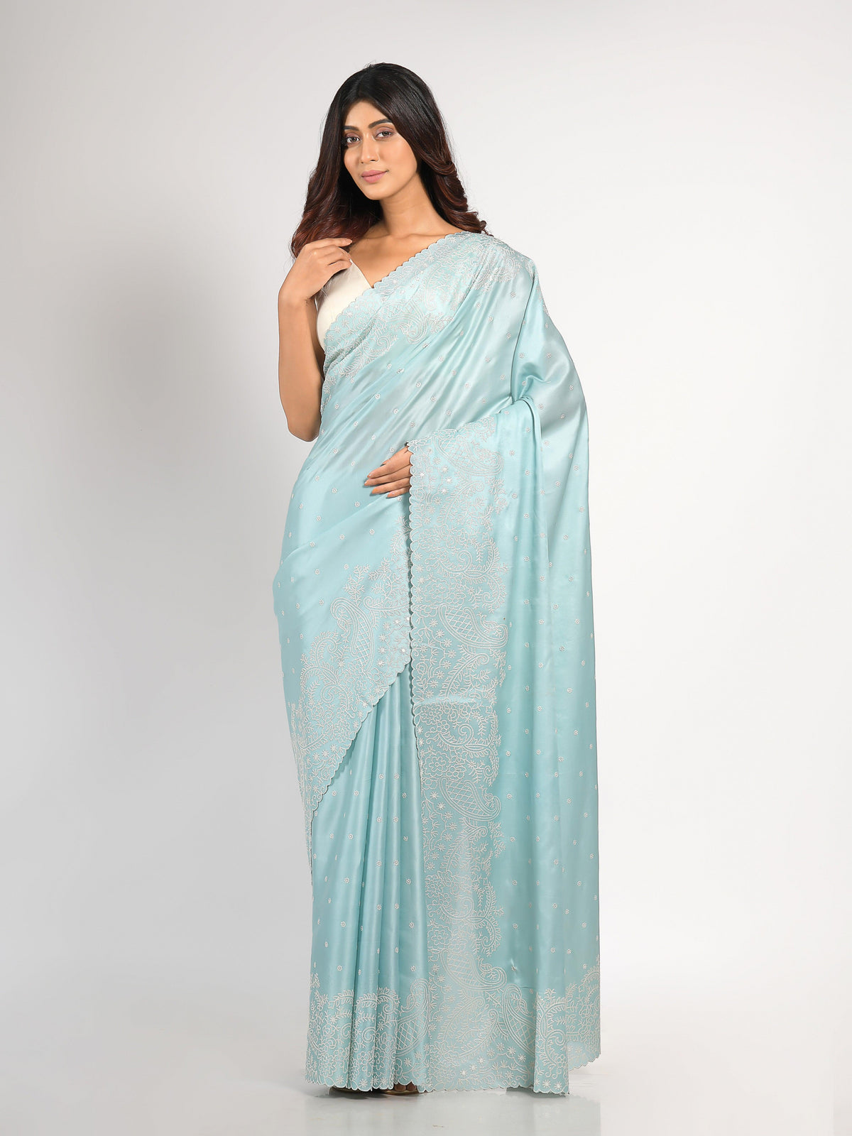 Kavvya Sky Blue Soft & Lightweigtht Tussar Silk Saree - KAVVYA 