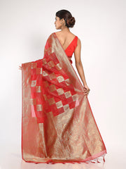 Kavvya Red Soft & Lightweight Kora Organza Silk Saree - KAVVYA 
