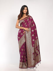 Kavvya Wine Soft & Lightweight Sericin Silk Weaving Saree - KAVVYA 