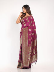 Kavvya Wine Soft & Lightweight Sericin Silk Weaving Saree - KAVVYA 