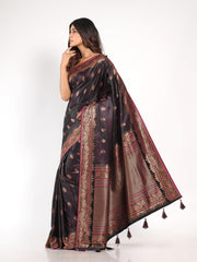 Kavvya Deep Wine Soft & Lightweight Satin Gajji Weaving Silk Saree - KAVVYA 