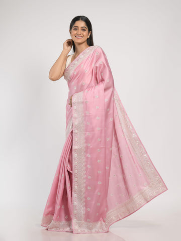 Kavvya Pink Soft & Lightweight Tussar Silk Saree - KAVVYA 