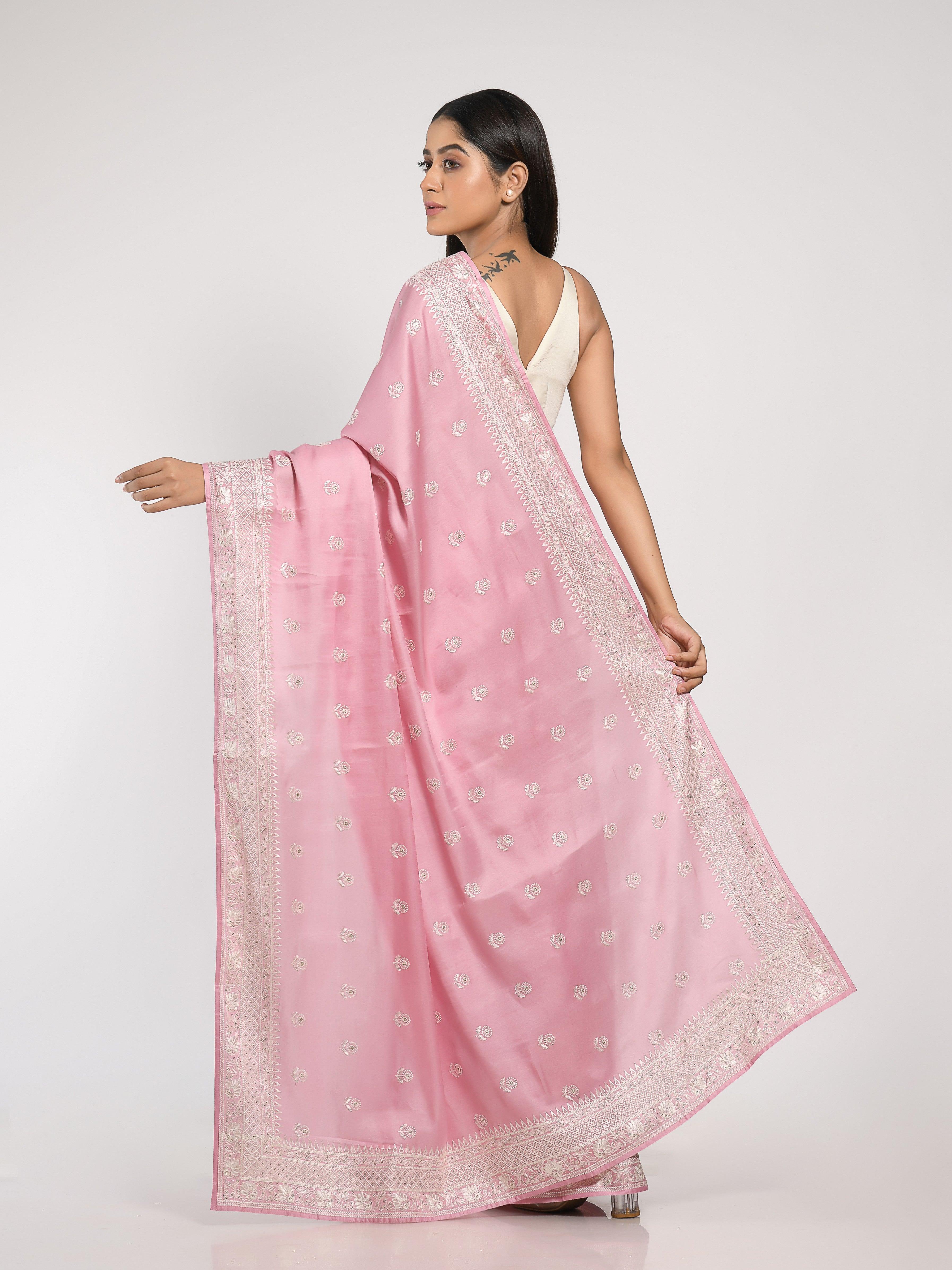 Kavvya Pink Soft & Lightweight Tussar Silk Saree - KAVVYA 