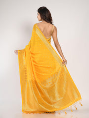 Kavvya Yellow Soft & Lightweight Creamy Silk Weaving Saree - KAVVYA 