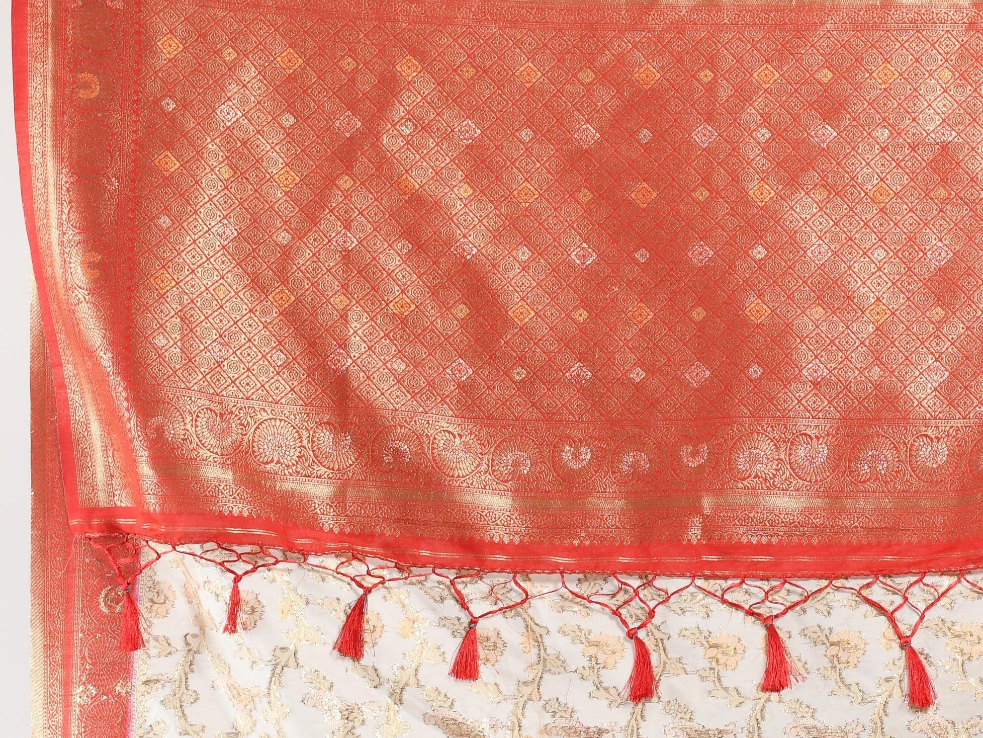 Kavvya White Soft & Lightweight Weaving Raw Silk Saree - KAVVYA 