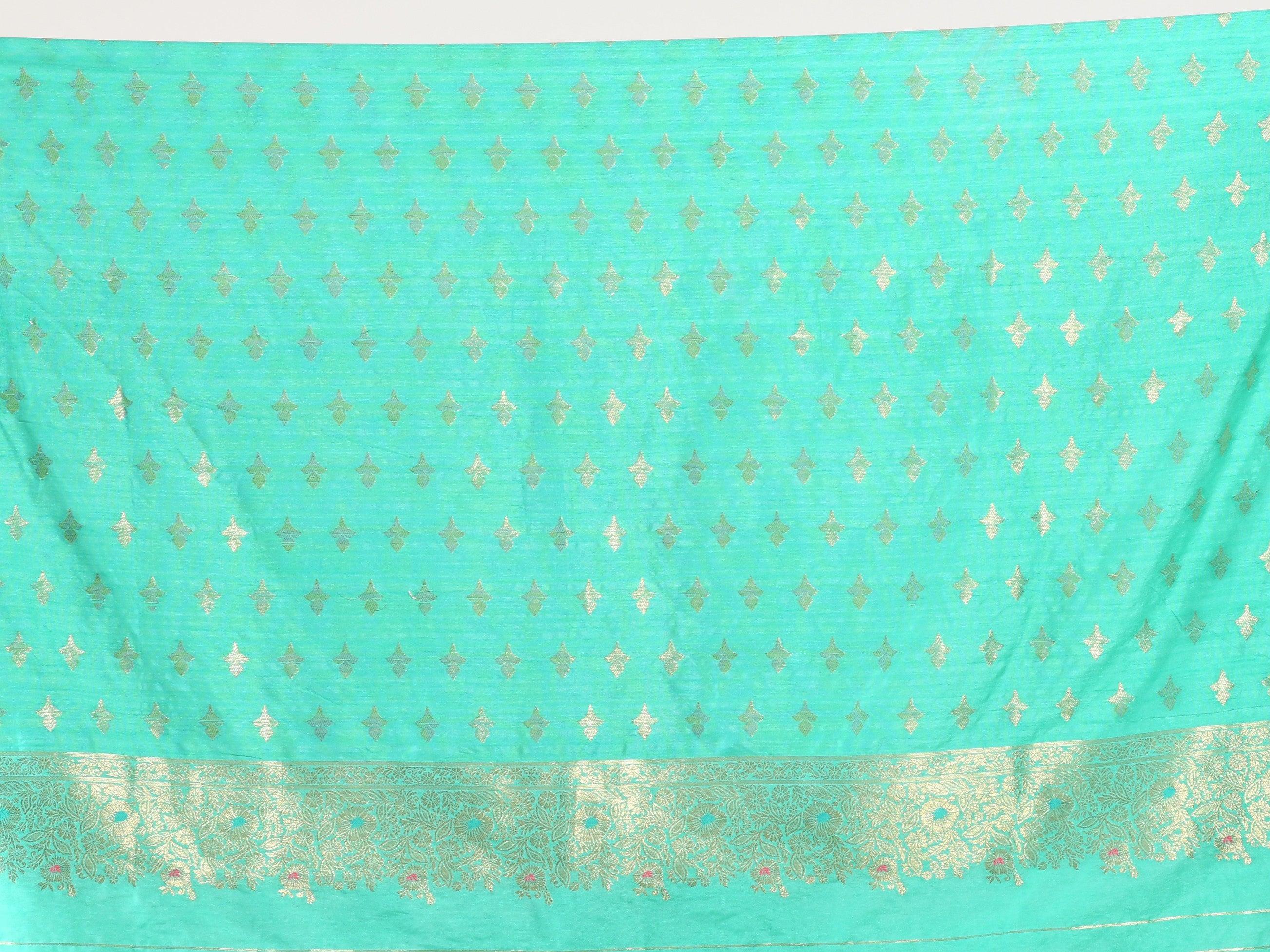 Kavvya Sea Green Soft & Lightweight Weaving Creamy Silk Saree - KAVVYA 