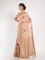 KAVVYA Baby Pink Soft & Lightweight Weaving Kora Organza Silk Saree