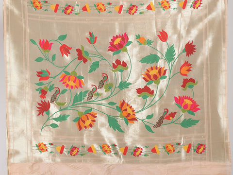 KAVVYA Blush Pink Soft & Lightweight Mulberry Silk Paithani Saree