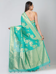 Kavvya Sea Green Soft & Lightweight Banarasi Organza Weaving Silk Saree - KAVVYA 