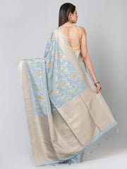 Kavvya Gray Soft & Lightweight Banarasi Silk Georgatte Saree - KAVVYA 