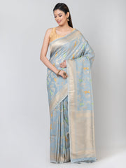 Kavvya Gray Soft & Lightweight Banarasi Silk Georgatte Saree - KAVVYA 