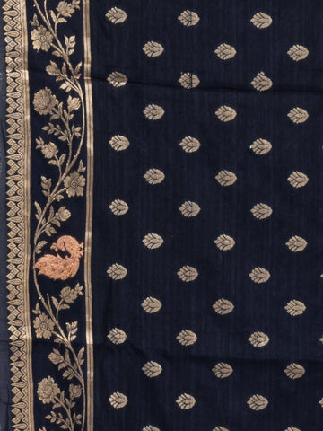 Kavvya Navy Blue Soft & Lightweight Handloom Linen Weaving Saree - KAVVYA 