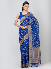 Kavvya Royal Blue Soft & Lightweight Banarasi Organza Weaving Silk Saree - KAVVYA 
