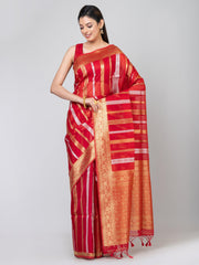 Kavvya Red Soft & Lightweight Banarasi Organza Silk Weaving Saree - KAVVYA 