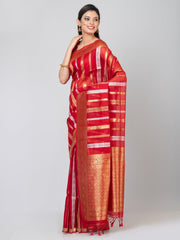 Kavvya Red Soft & Lightweight Banarasi Organza Silk Weaving Saree - KAVVYA 