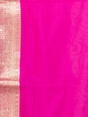 Kavvya Navy Blue Body Rani Border Soft & Lightweight Banarasi Geaorgatte Weaving Silk Saree - KAVVYA 
