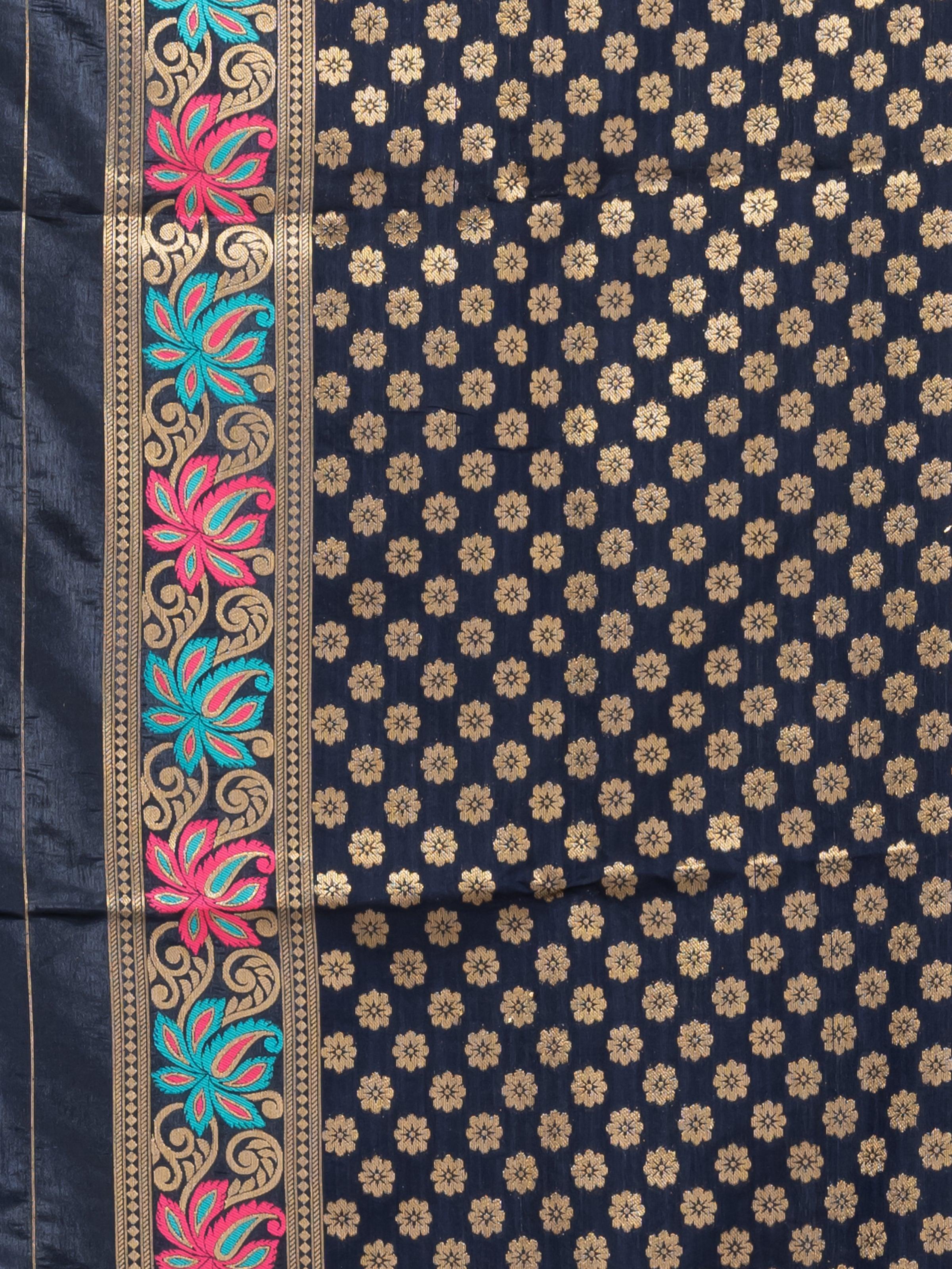 Kavvya Indigo Blue Soft & Lightweight Banarasi Pashmina Silk Saree - KAVVYA 