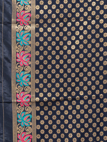 Kavvya Indigo Blue Soft & Lightweight Banarasi Pashmina Silk Saree - KAVVYA 